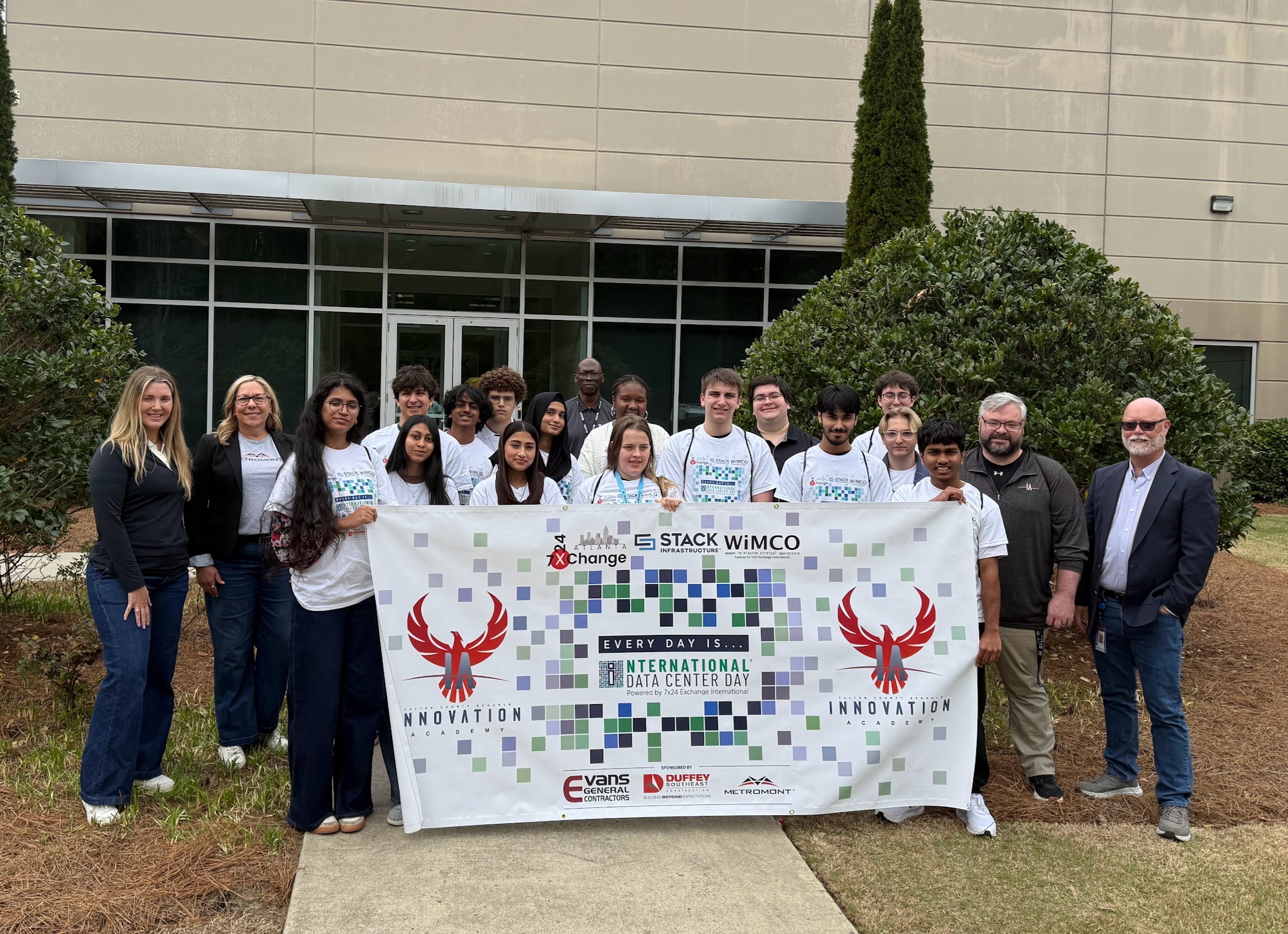 group of students with sign
